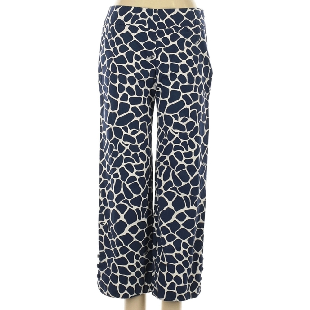 Lilly Pulitzer Blue Zebra Print Cropped Pants size 4